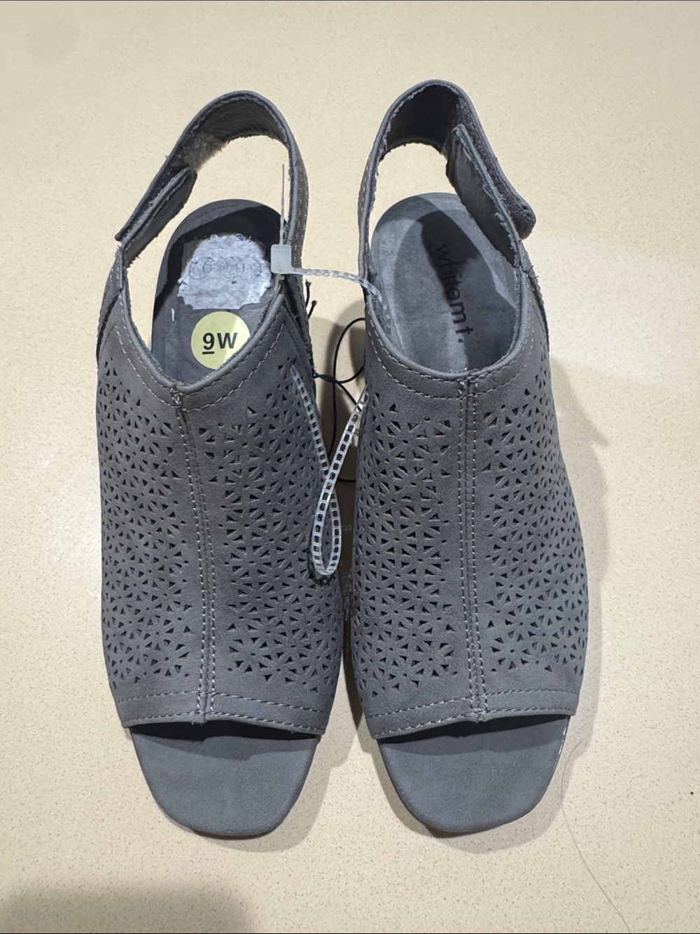 White Mountain Women's Grey Laser-Cut Slingback Sandals